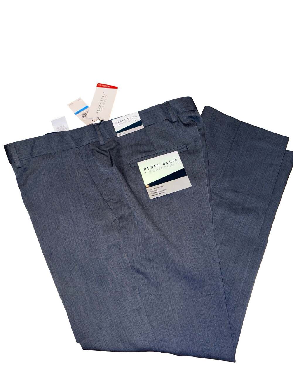 Perry Ellis Portfolio Men's Modern Fit Straight Leg Dress Pants Slate 36x30